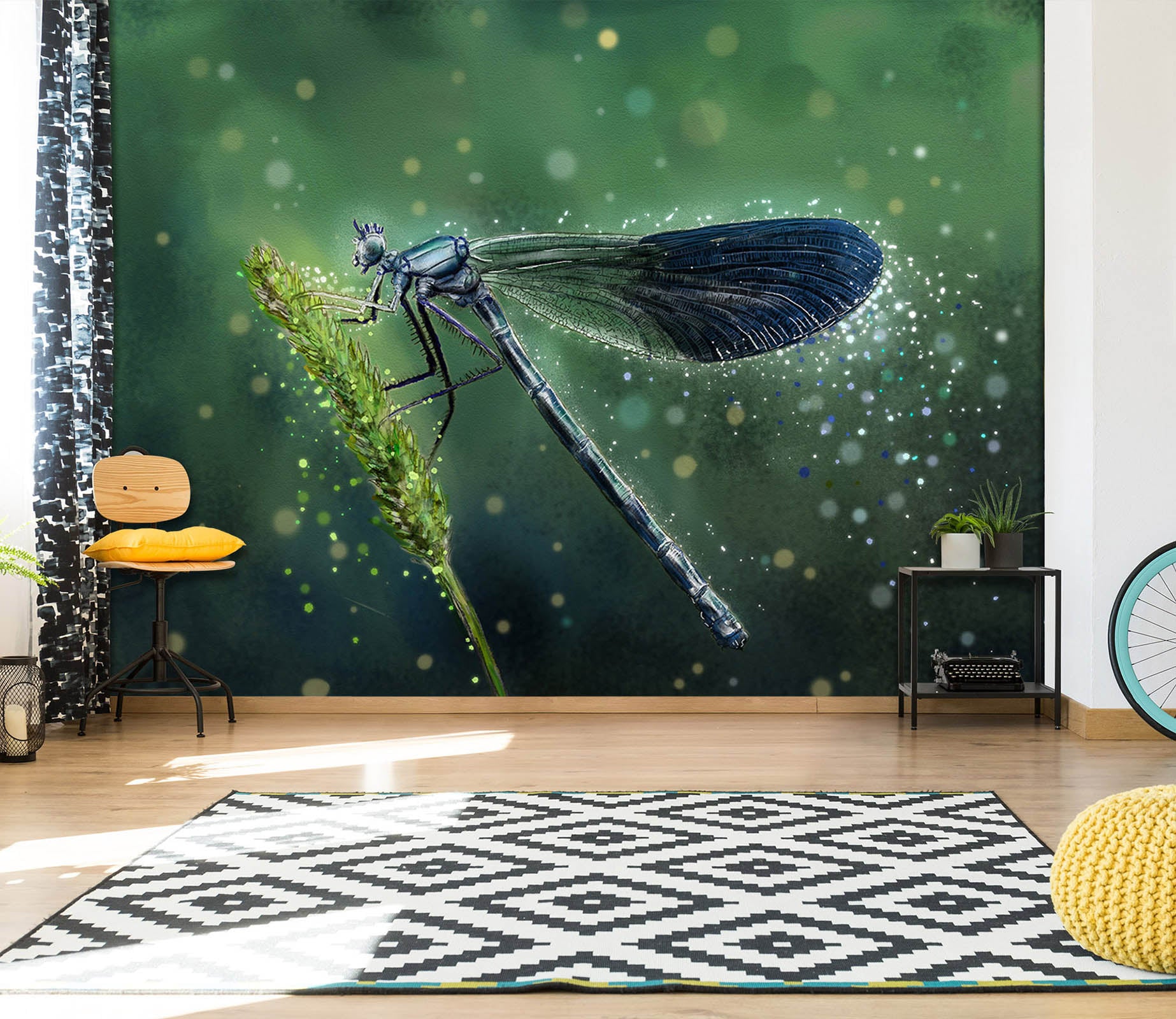 3D Blue Dragonfly 332 Wall Murals