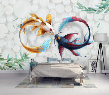 3D Two Goldfish 198 Wall Murals Wallpaper AJ Wallpaper 2 