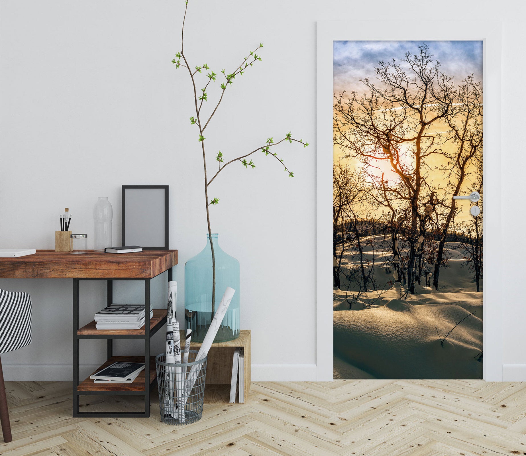 3D Snow Field Tree 10841 Beth Sheridan Door Mural