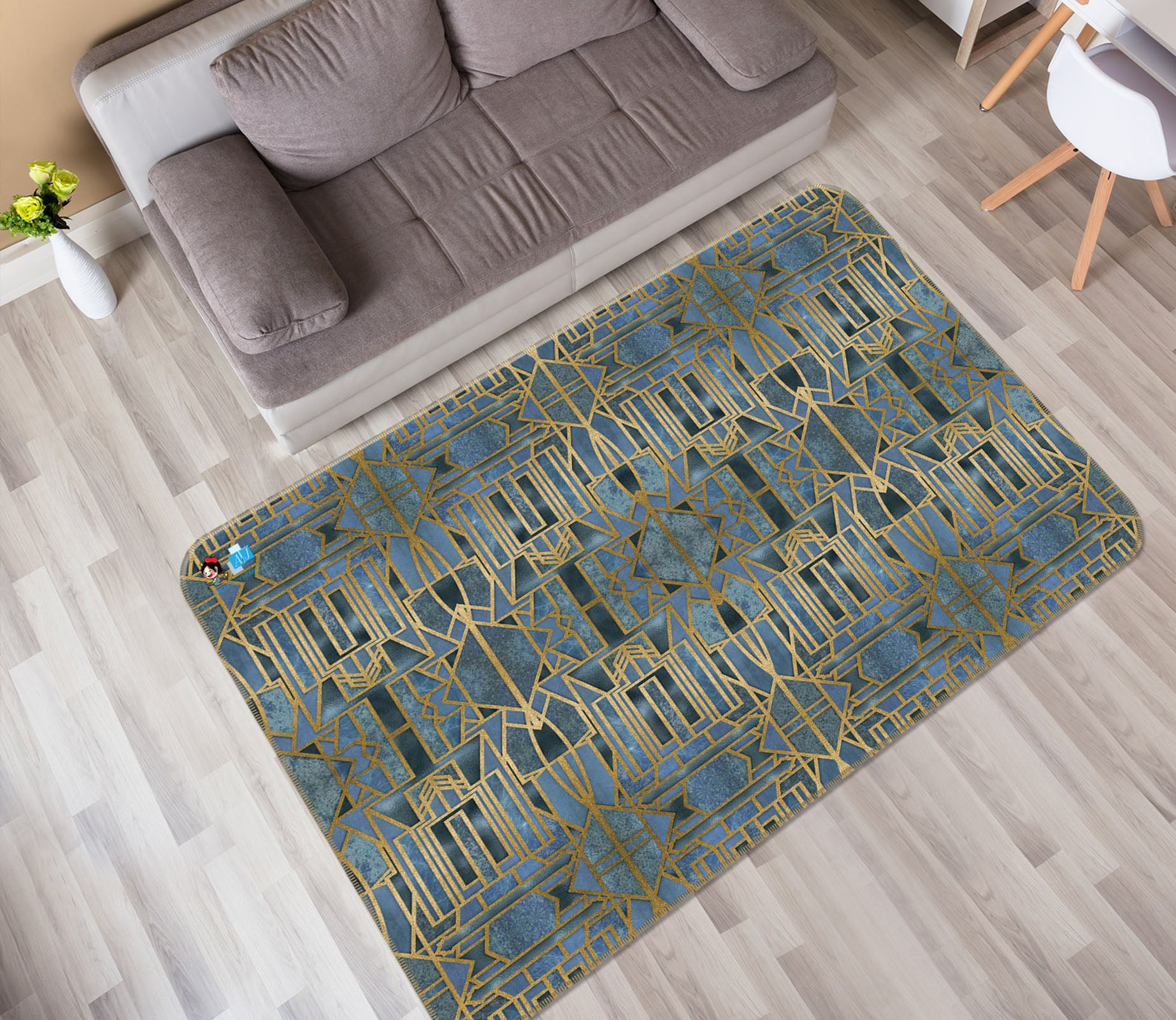 3D Pattern Lines 83004 Andrea haase Rug Non Slip Rug Mat