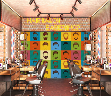 3D Colorful Hairstyle Squares 115151 Barber Shop Wall Murals