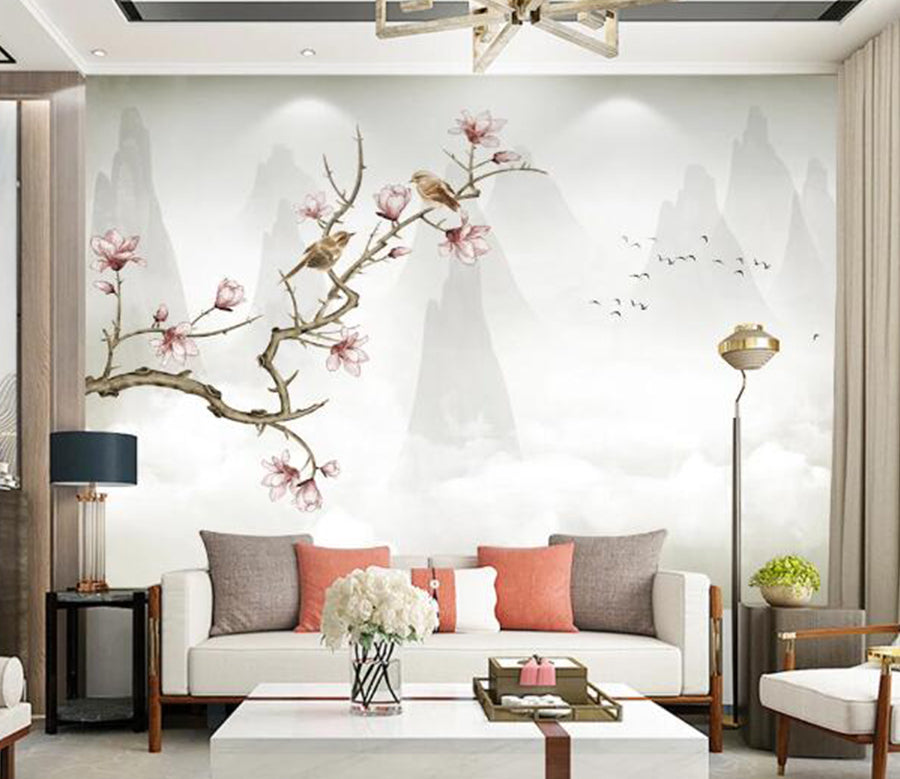 3D Bird Plum WC1569 Wall Murals