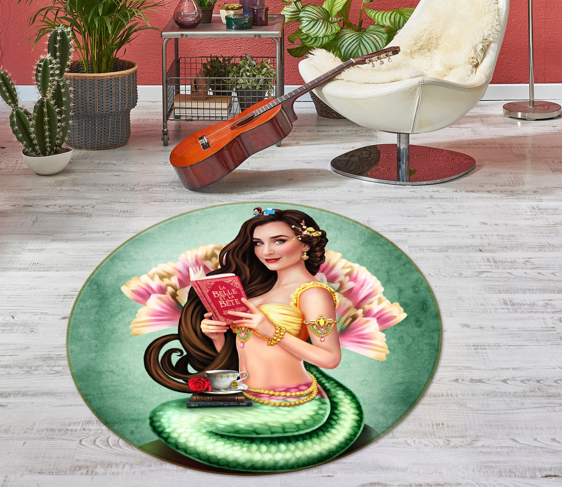 3D Mermaid Woman 8871 Brigid Ashwood Rug Round Non Slip Rug Mat