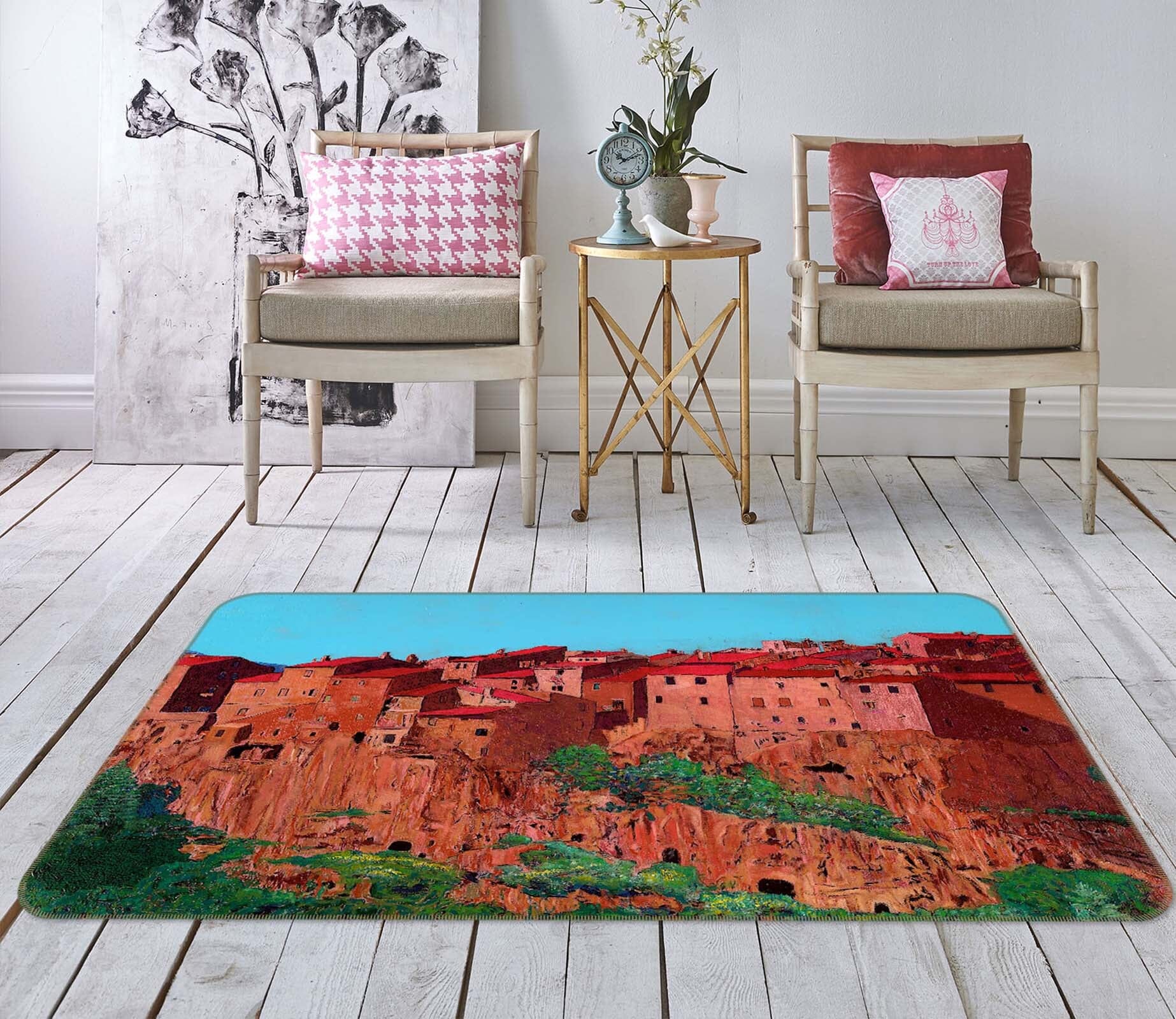 3D Pitigliano Village 1001 Allan P. Friedlander Rug Non Slip Rug Mat Mat AJ Creativity Home 