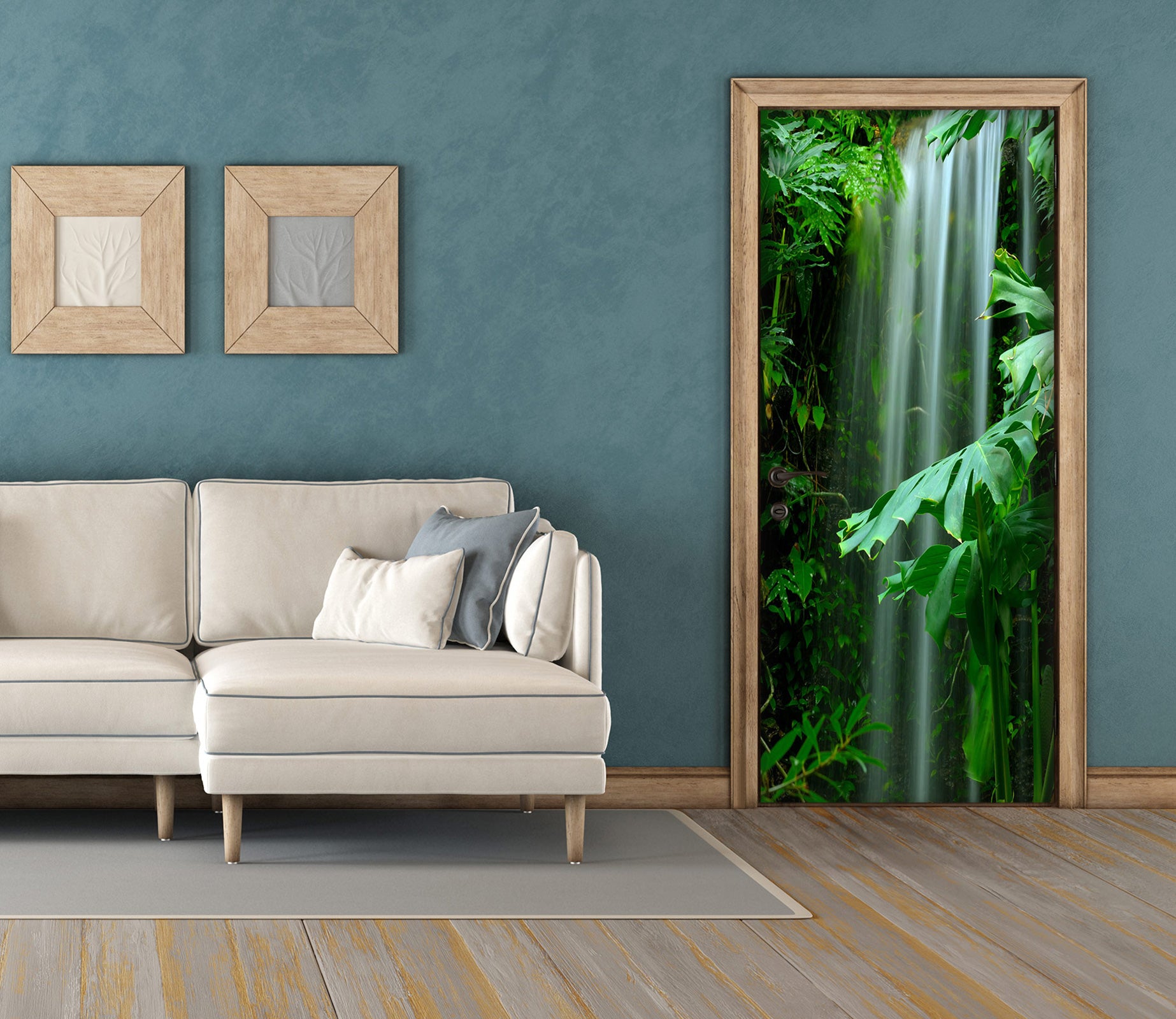 3D Waterfall Tree 027 Door Mural