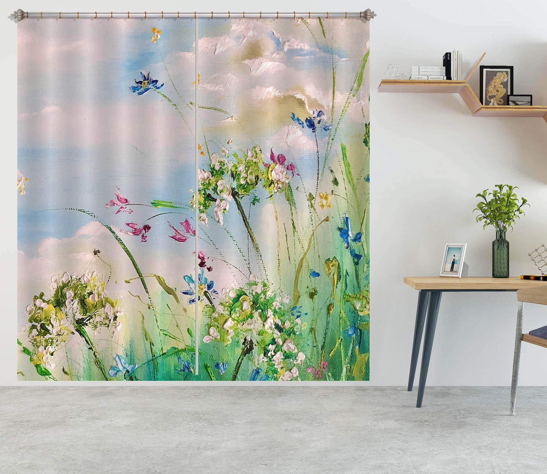 3D Green Grass Flower 2356 Skromova Marina Curtain Curtains Drapes