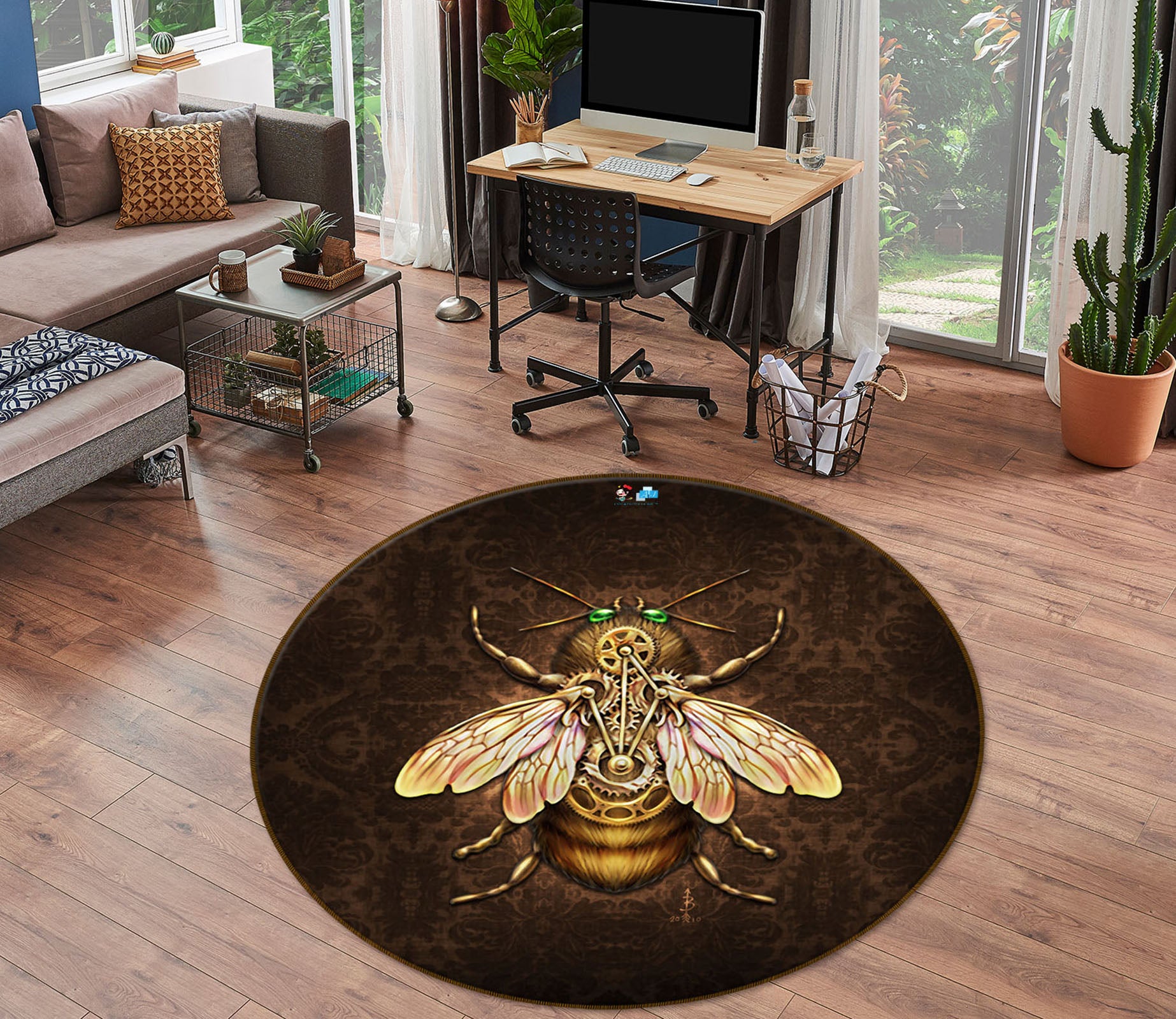 3D Spider Wings 8891 Brigid Ashwood Rug Round Non Slip Rug Mat