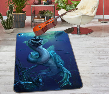 3D Under Sea Dragon 4130 Tom Wood Rug Non Slip Rug Mat