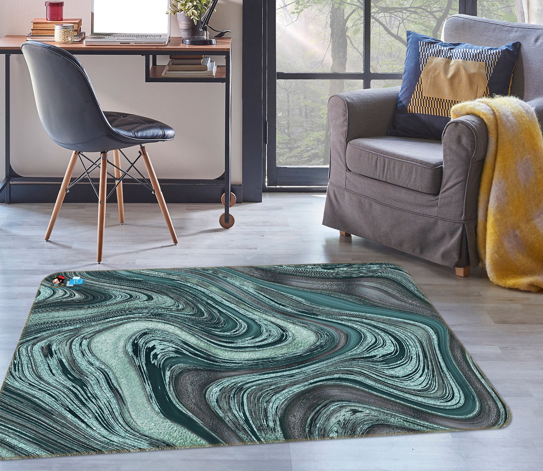 3D Green Pattern Texture 83031 Andrea haase Rug Non Slip Rug Mat