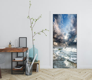 3D Clouds Waves 164 Door Mural