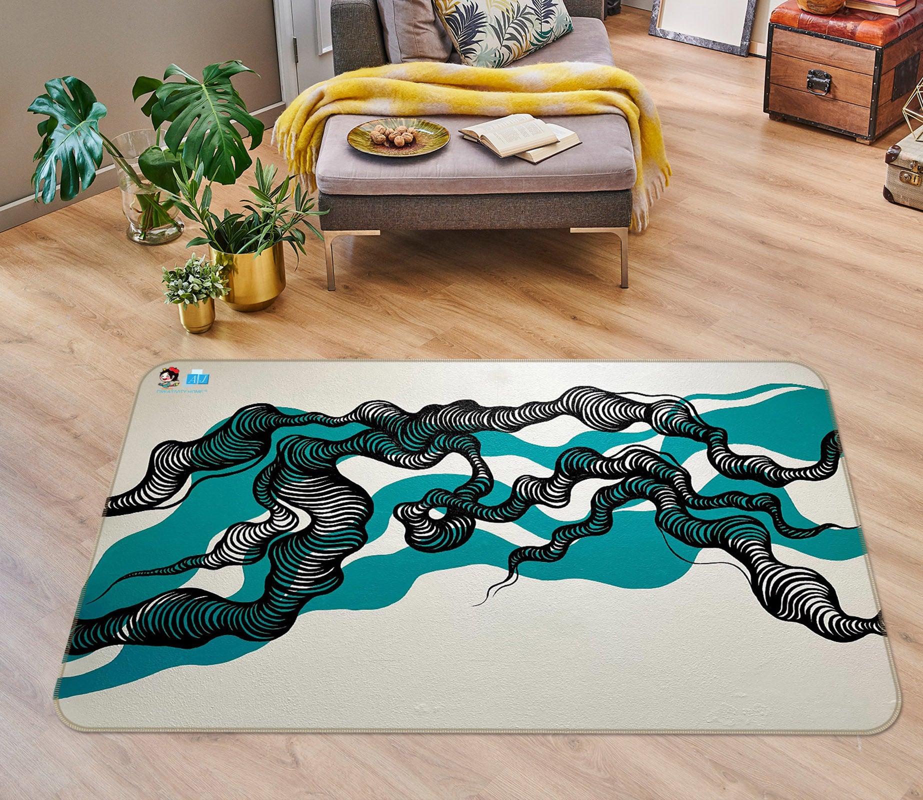 3D Black Texture 8203 Jacqueline Reynoso Rug Non Slip Rug Mat