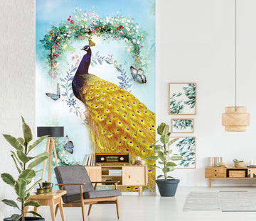 3D Golden Peacock 1838 Wall Murals