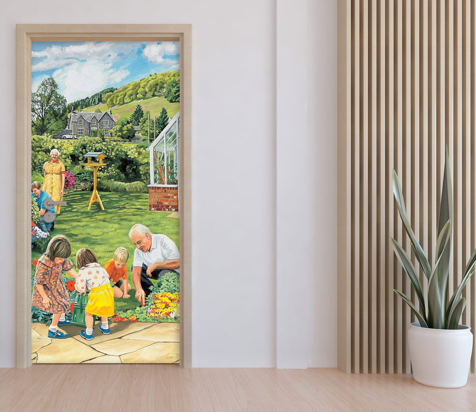 3D Lawn Flowers Child 10363 Trevor Mitchell Door Mural