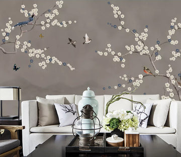 3D Magpie Plum WC809 Wall Murals