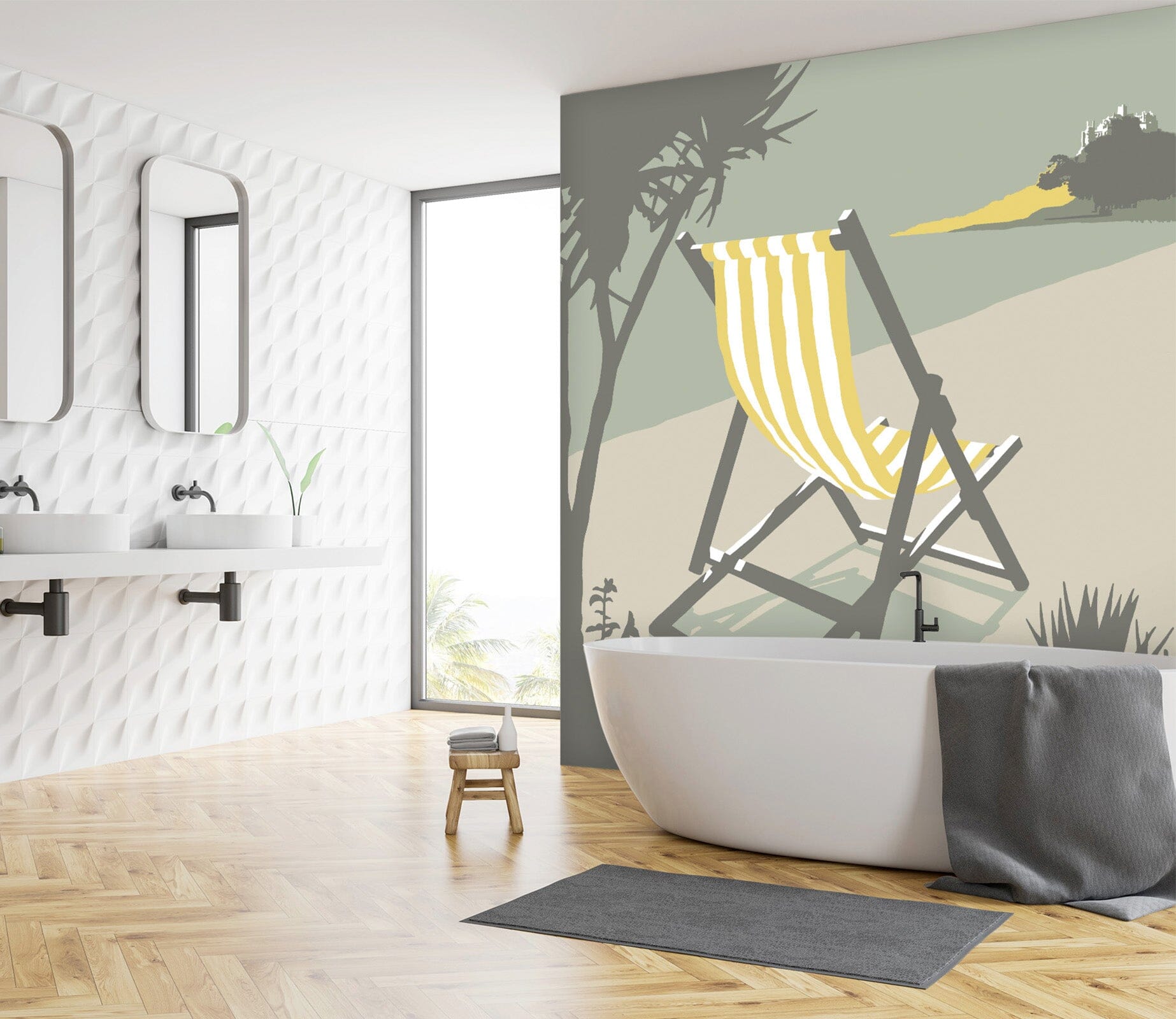 3D Marazion Deckchair 1026 Steve Read Wall Mural Wall Murals Wallpaper AJ Wallpaper 2 