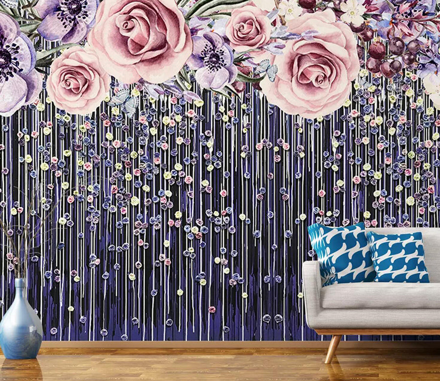 3D Pink Rose Curtain WC719 Wall Murals