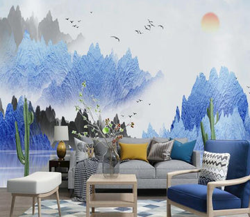 3D Blue Mountain WC1937 Wall Murals