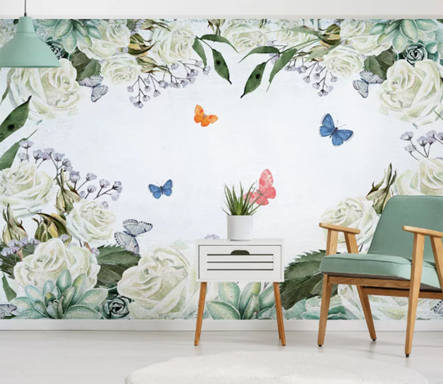 3D White Rose WC1078 Wall Murals