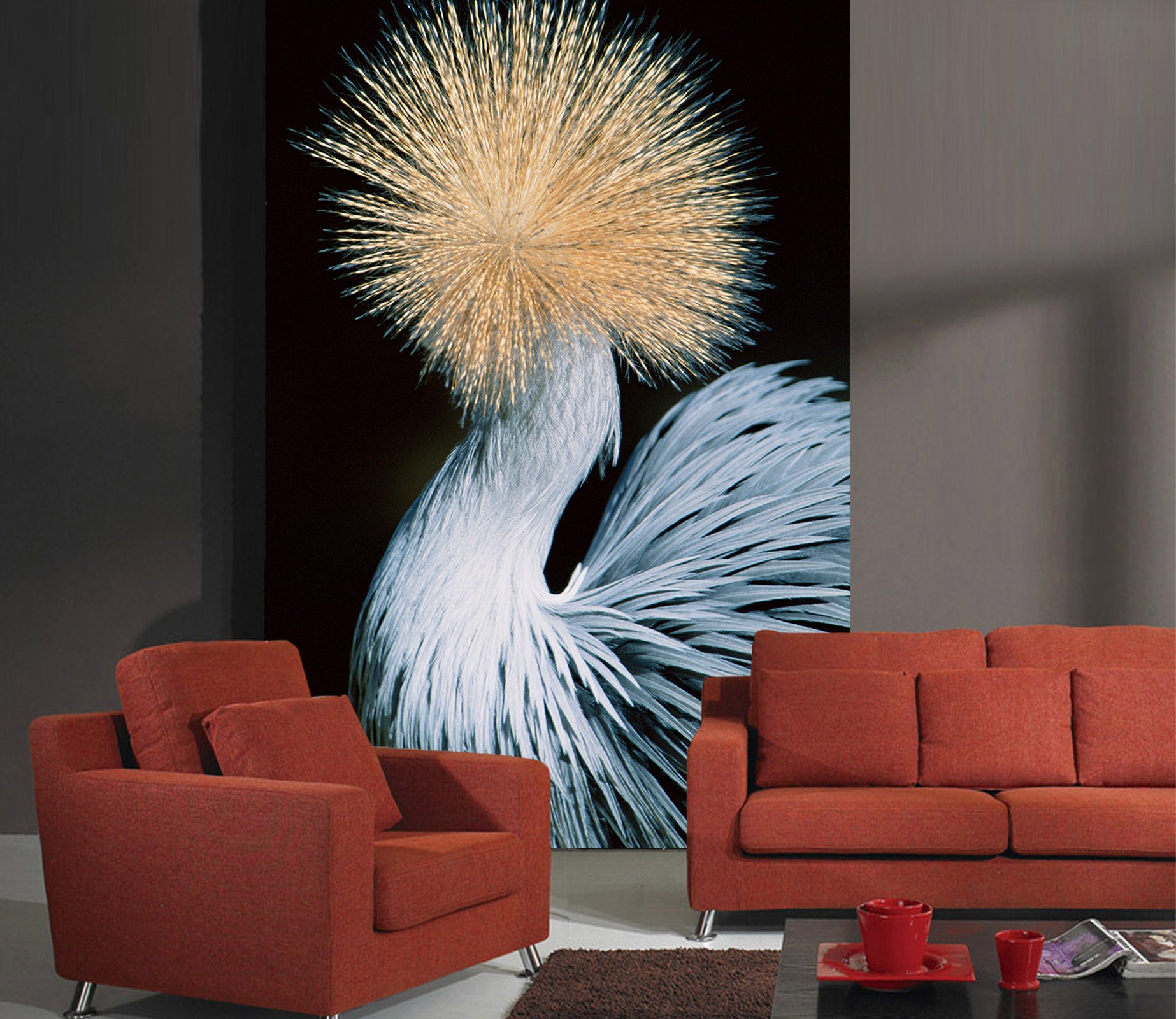 3D Crested Crane 148 Wall Murals