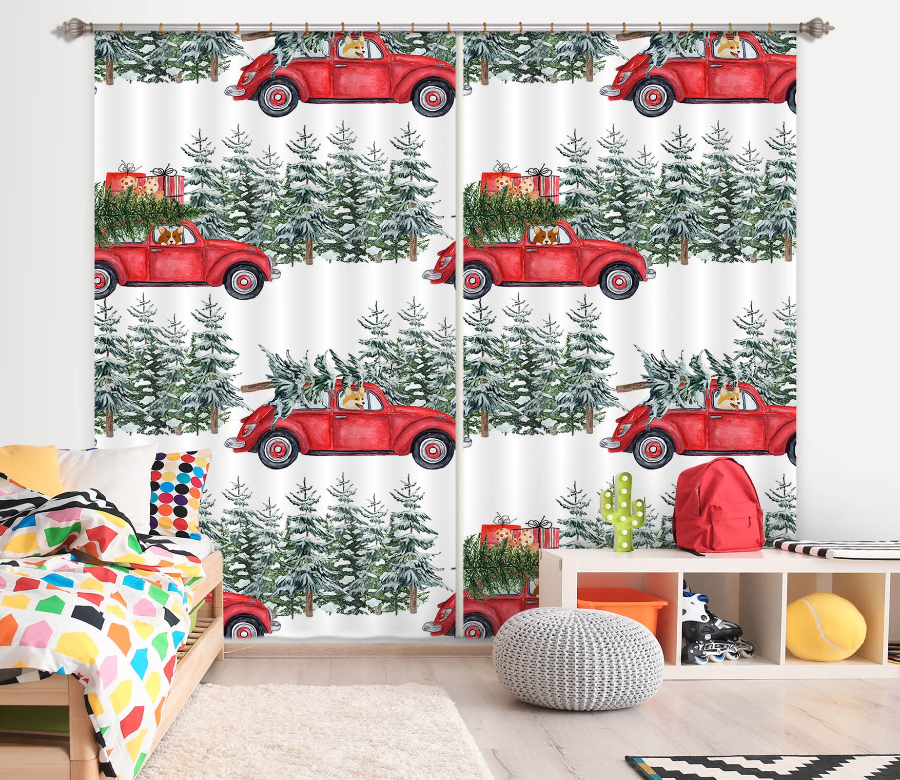 3D Puppy Car 102 Uta Naumann Curtain Curtains Drapes