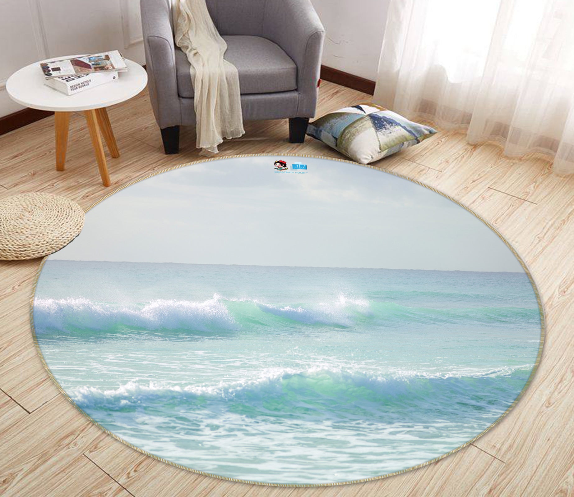 3D Vast Ocean 7534 Assaf Frank Rug Round Non Slip Rug Mat