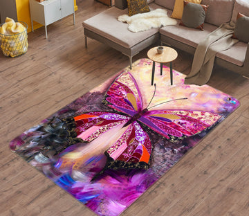 3D Purple Butterfly 1218 Skromova Marina Rug Non Slip Rug Mat