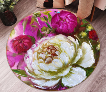 3D Hand Painted Flowers 924 Skromova Marina Rug Round Non Slip Rug Mat