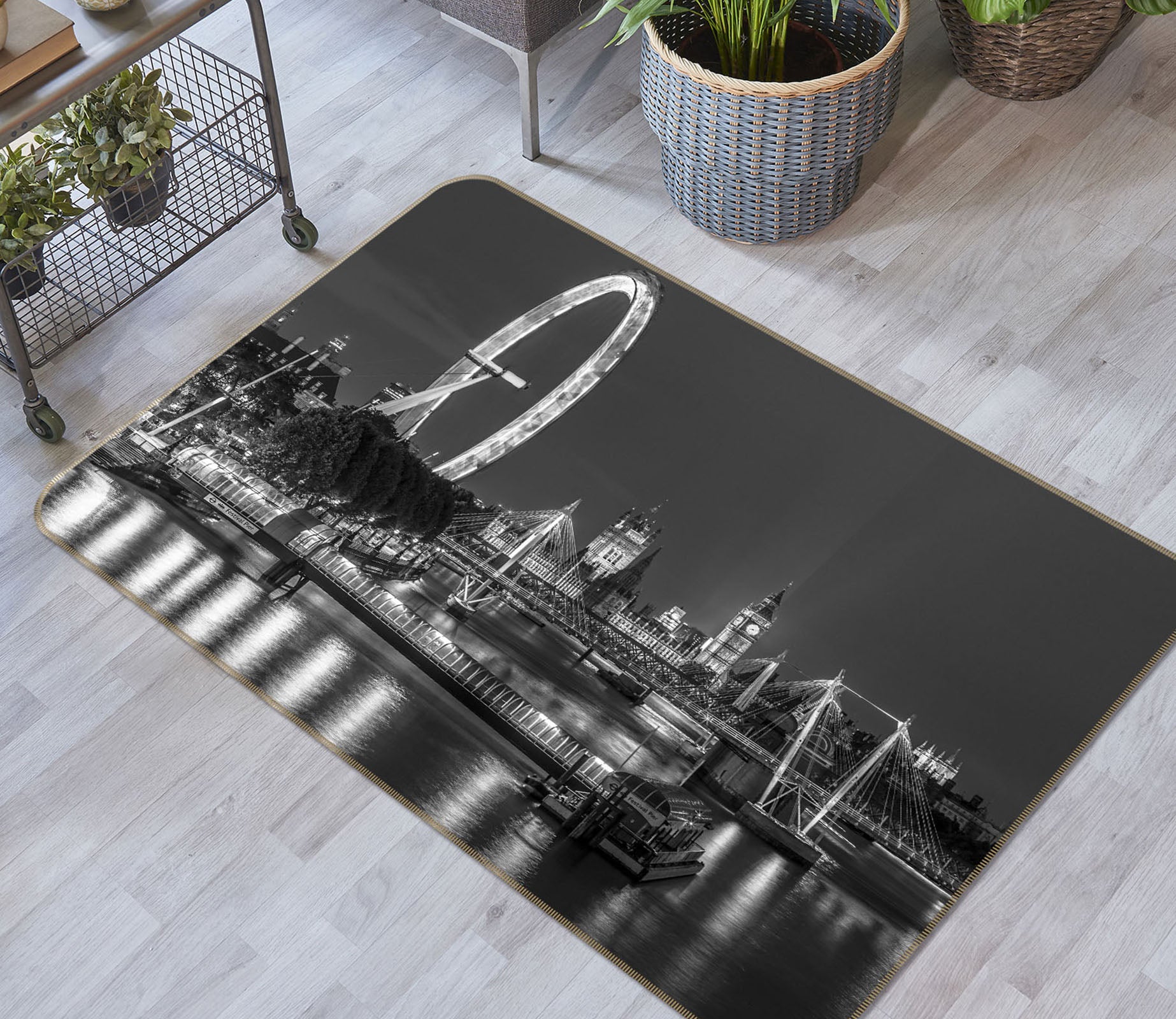 3D Black Gray Building 83228 Assaf Frank Rug Non Slip Rug Mat