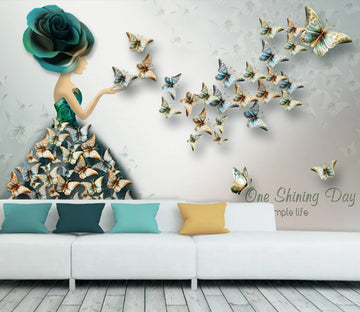 3D Butterfly Dress WC2018 Wall Murals