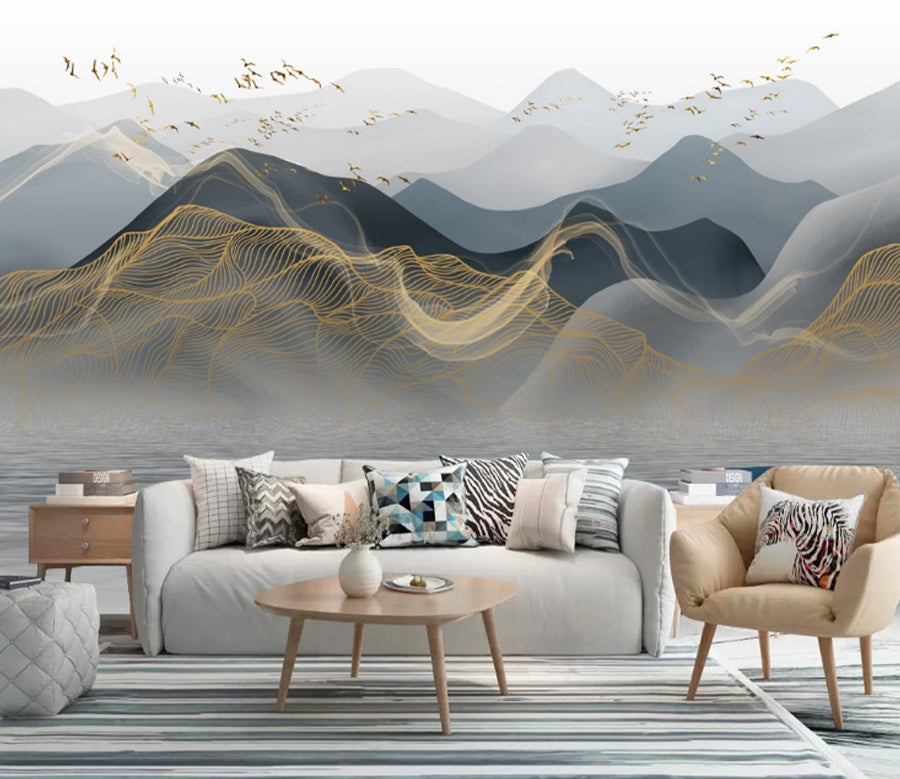 3D Foggy Blue Mountains WC2511 Wall Murals