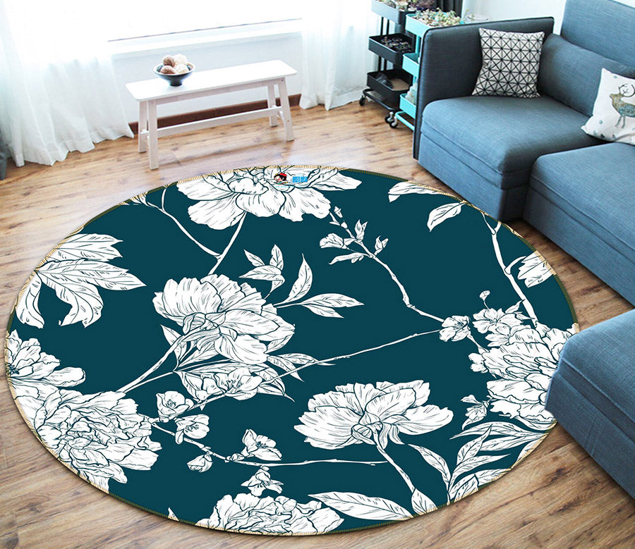 3D Flower 64125 Round Non Slip Rug Mat