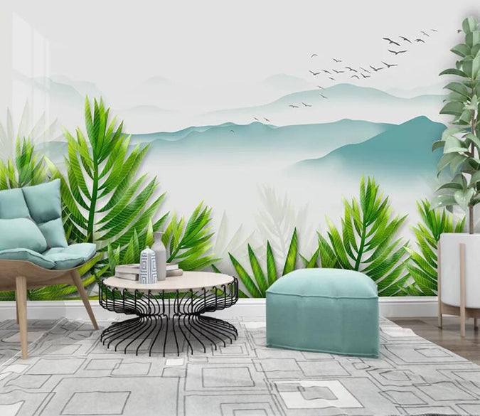 3D Valley Green Leaves 1964 Wall Murals Wallpaper AJ Wallpaper 2 