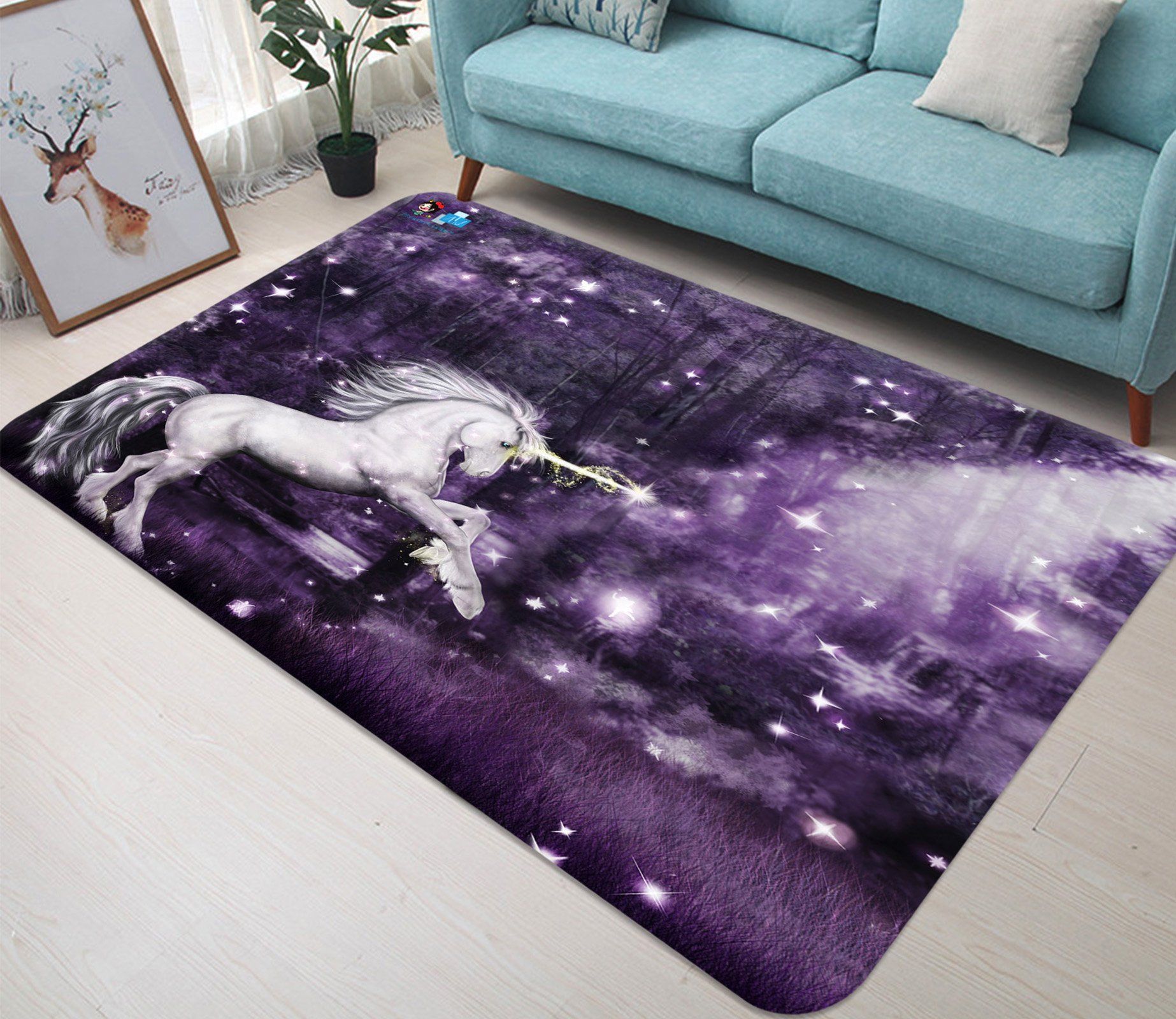 3D Star Jumping Unicorn 65 Non Slip Rug Mat Mat AJ Creativity Home 