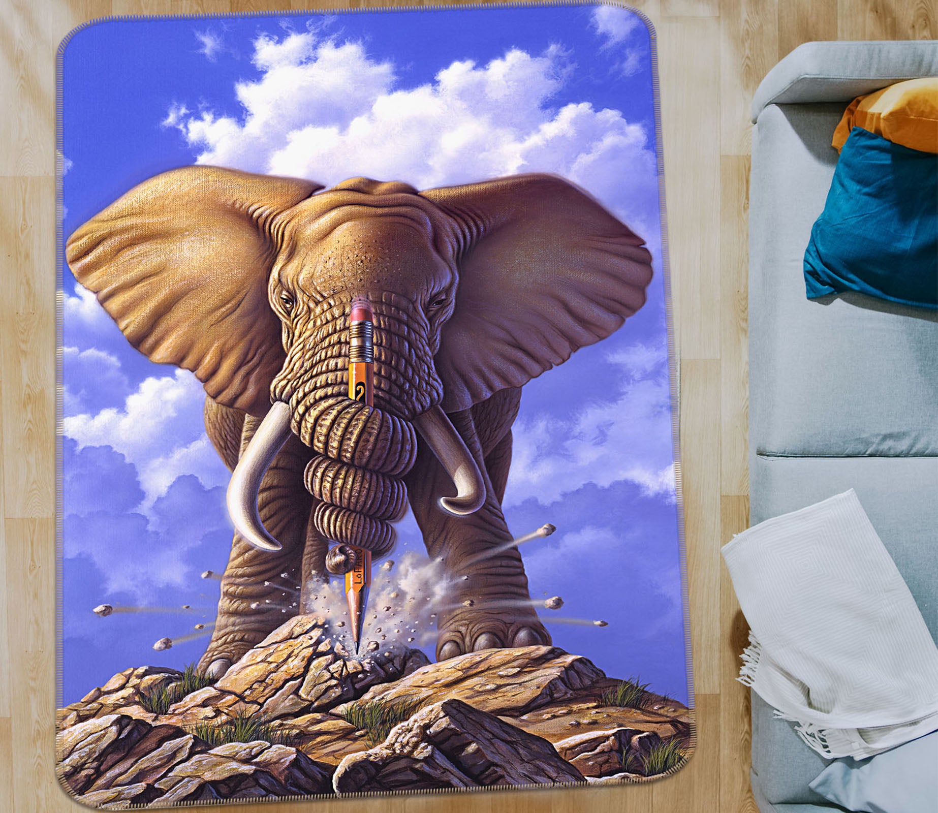 3D Elephant 83094 Jerry LoFaro Rug Non Slip Rug Mat