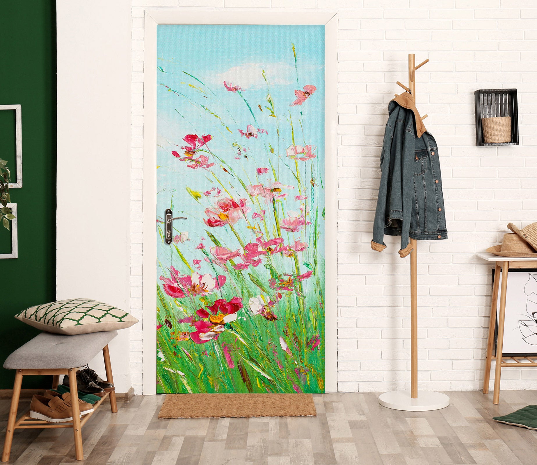 3D Pink Flowers 3211 Skromova Marina Door Mural