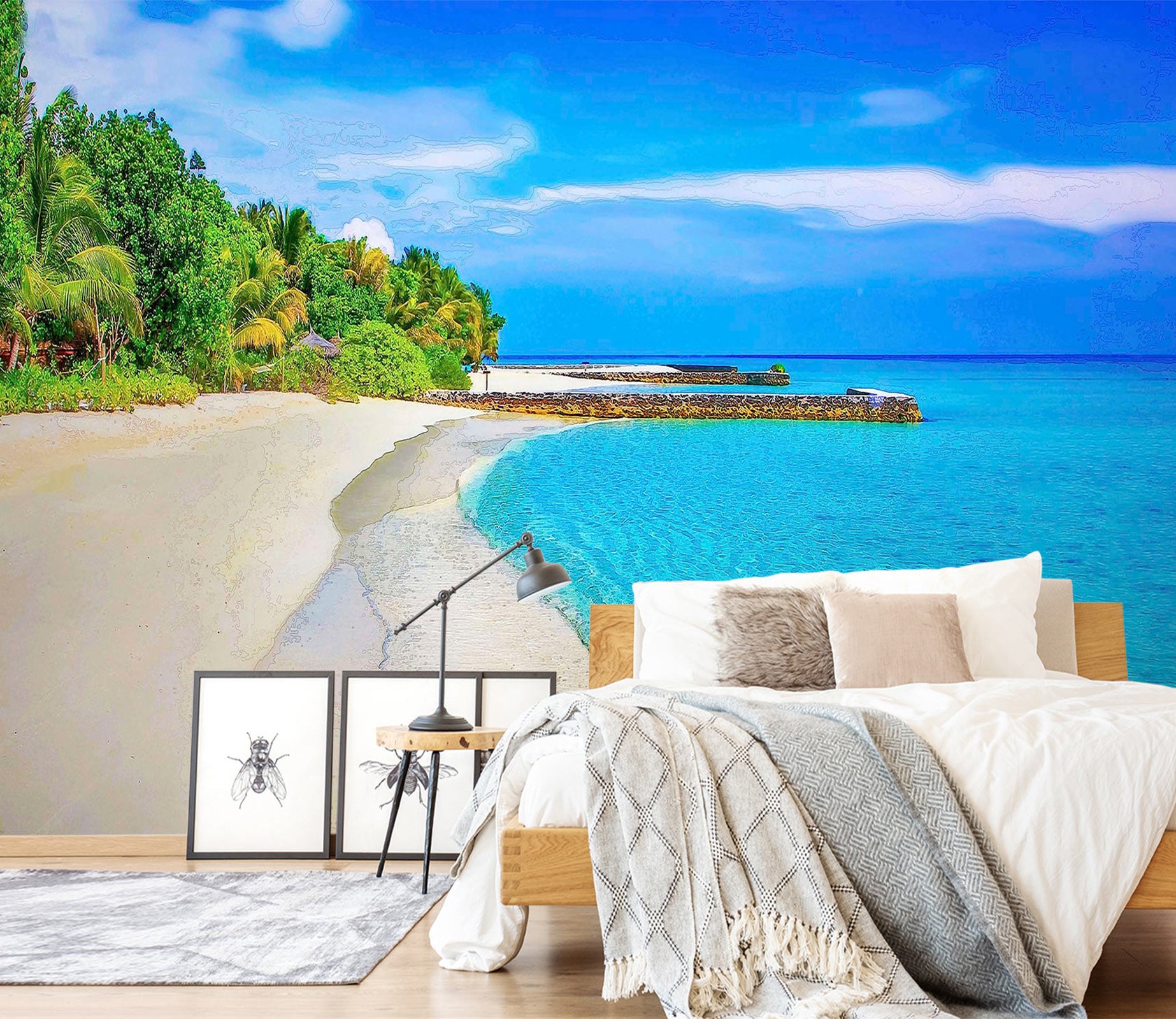 3D Beach Seaside Woods 90211 Alius Herb Wall Mural Wall Murals