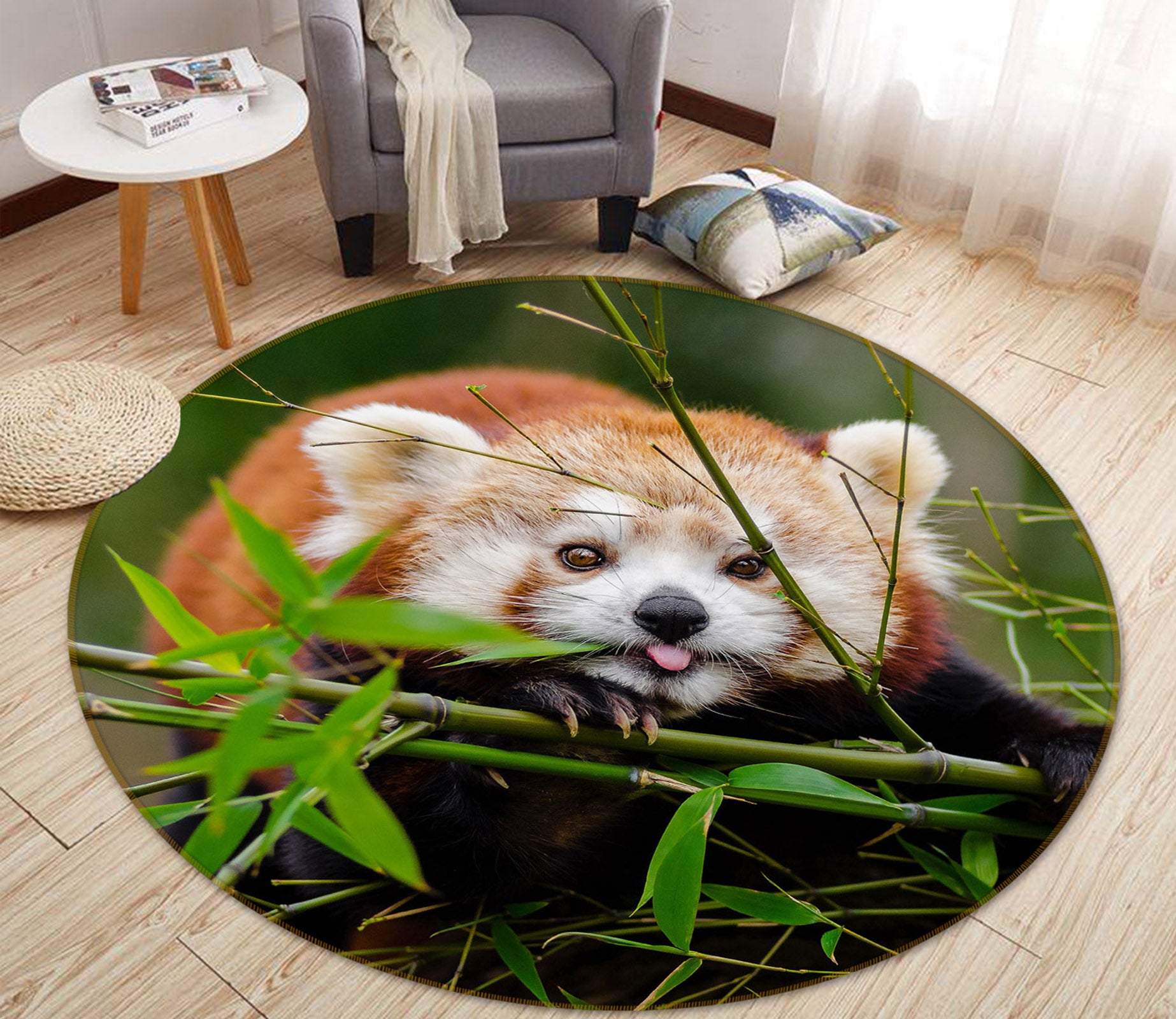 3D Raccoon 81263 Animal Round Non Slip Rug Mat