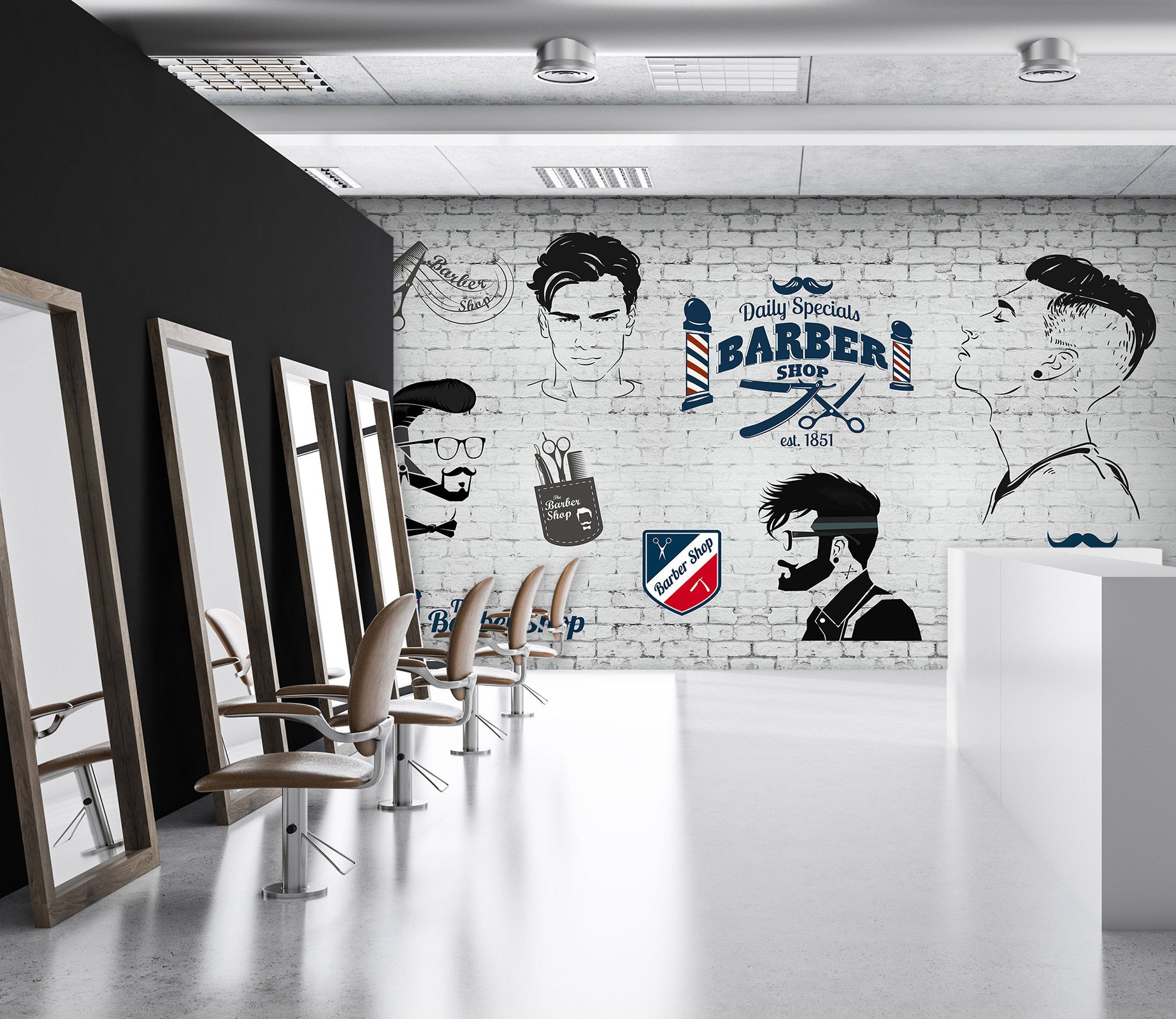 3D Men's Hairstyle 115199 Barber Shop Wall Murals