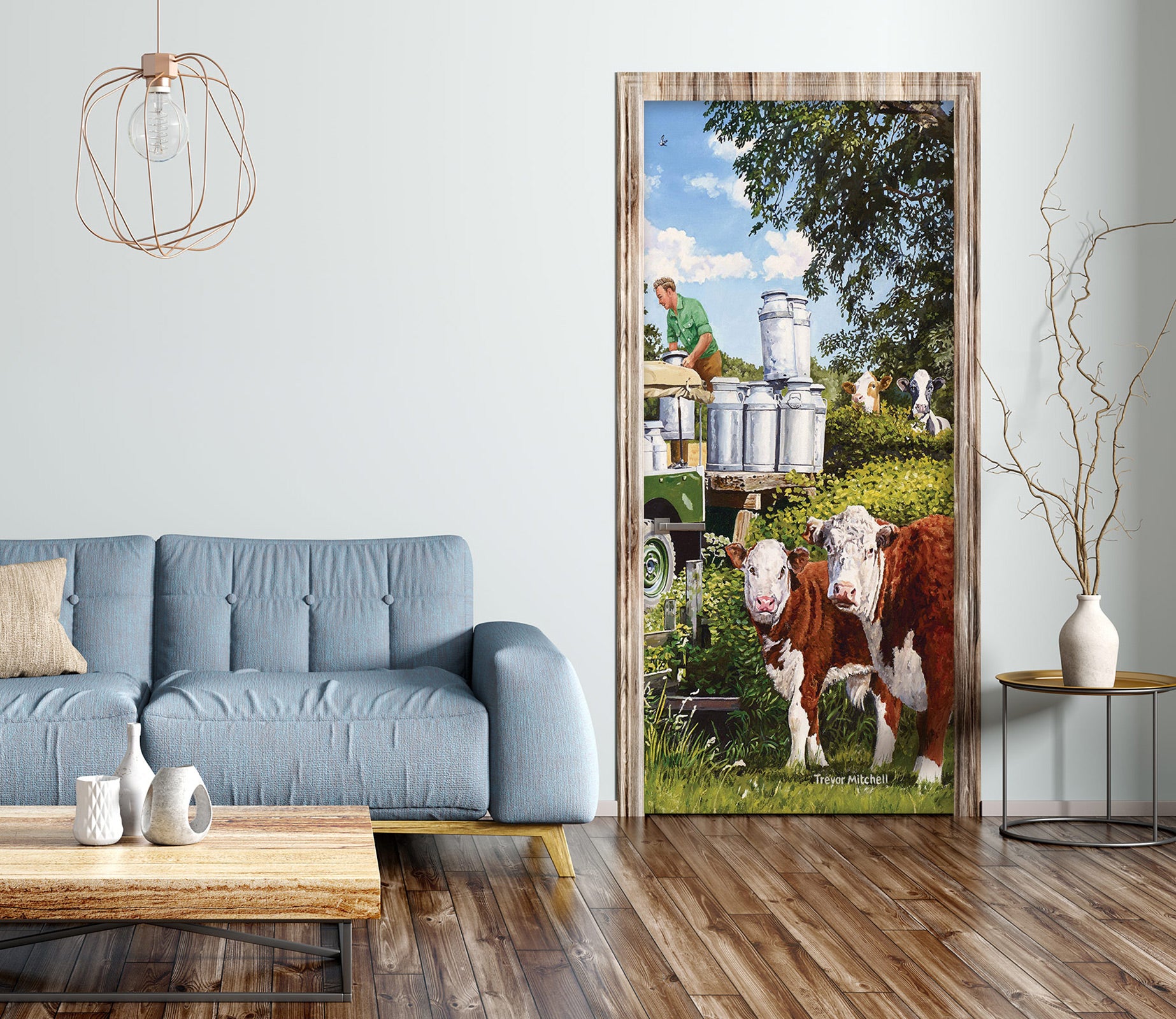 3D Grassland Cow Milk 10333 Trevor Mitchell Door Mural