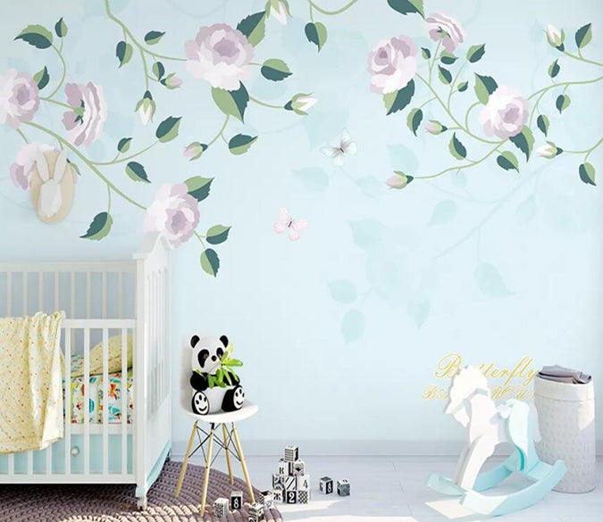 3D Flower Green Leaf 656 Wall Murals Wallpaper AJ Wallpaper 2 