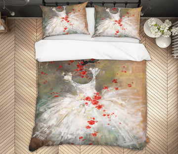 3D Red Petal Skirt 2044 Debi Coules Bedding Bed Pillowcases Quilt