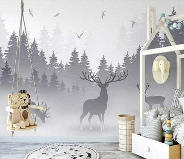 3D Fallow Deer Forest 2440 Wall Murals Wallpaper AJ Wallpaper 2 