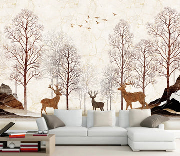 3D Deer Stone WC836 Wall Murals