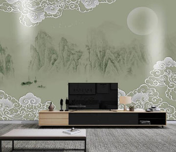 3D Moon Mountain WC1765 Wall Murals