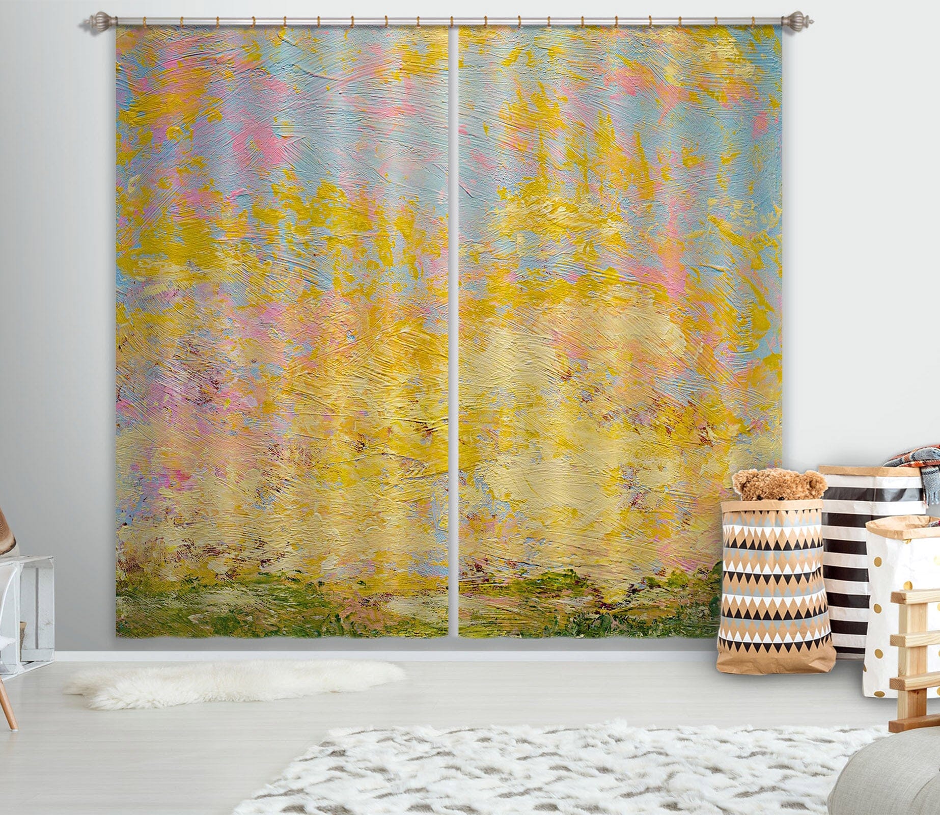 3D Yellow Graffiti 185 Allan P. Friedlander Curtain Curtains Drapes Curtains AJ Creativity Home 