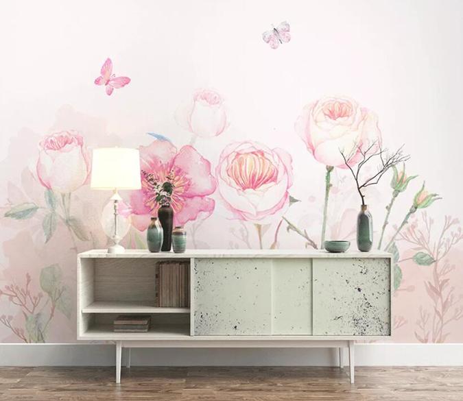 3D Flower Butterfly 157 Wall Murals Wallpaper AJ Wallpaper 2 