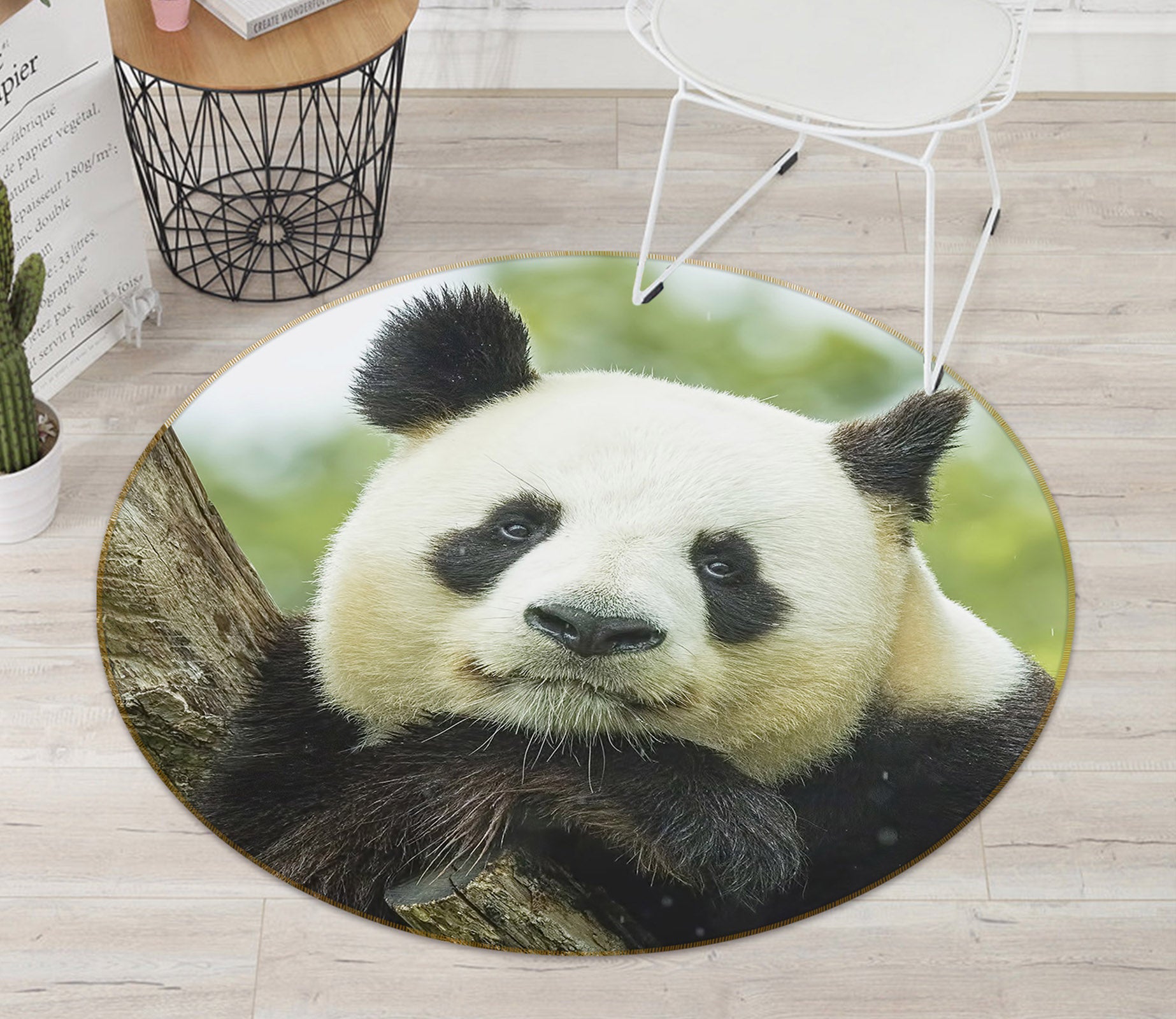 3D Panda 37195 Animal Round Non Slip Rug Mat