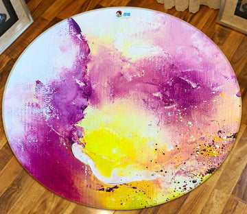 3D Purple Watercolor 929 Skromova Marina Rug Round Non Slip Rug Mat