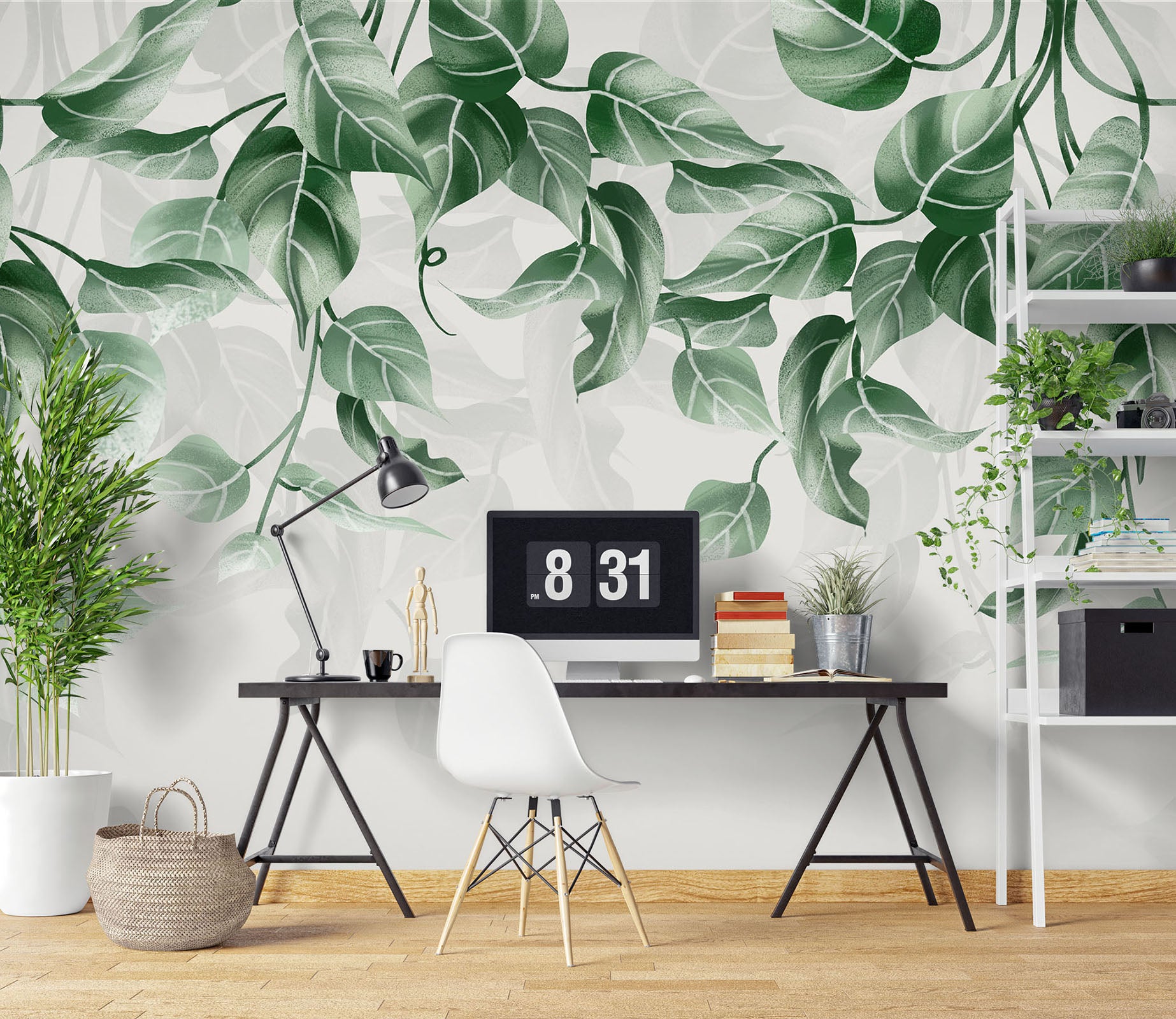 3D Hand Drawn Leaves 1079 Wall Murals