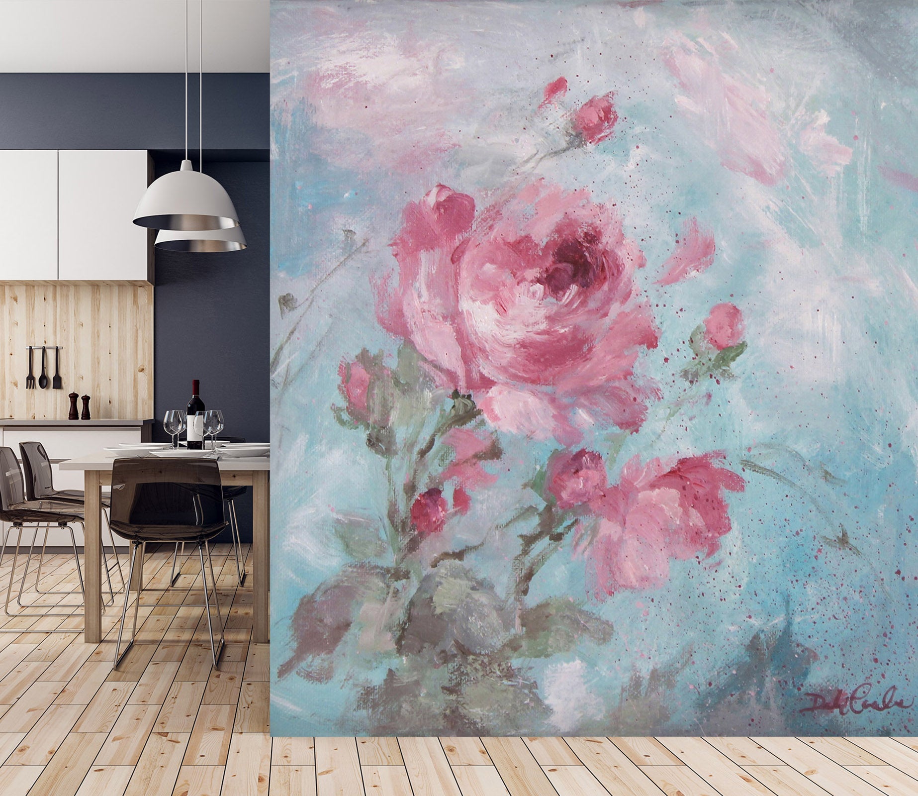 3D Pink Flowers 3130 Debi Coules Wall Mural Wall Murals